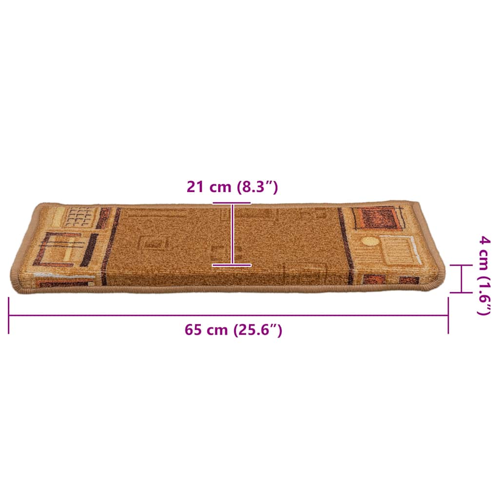 Otirači za stepenice samoljepljivi 10 kom 65x21x4 cm bež