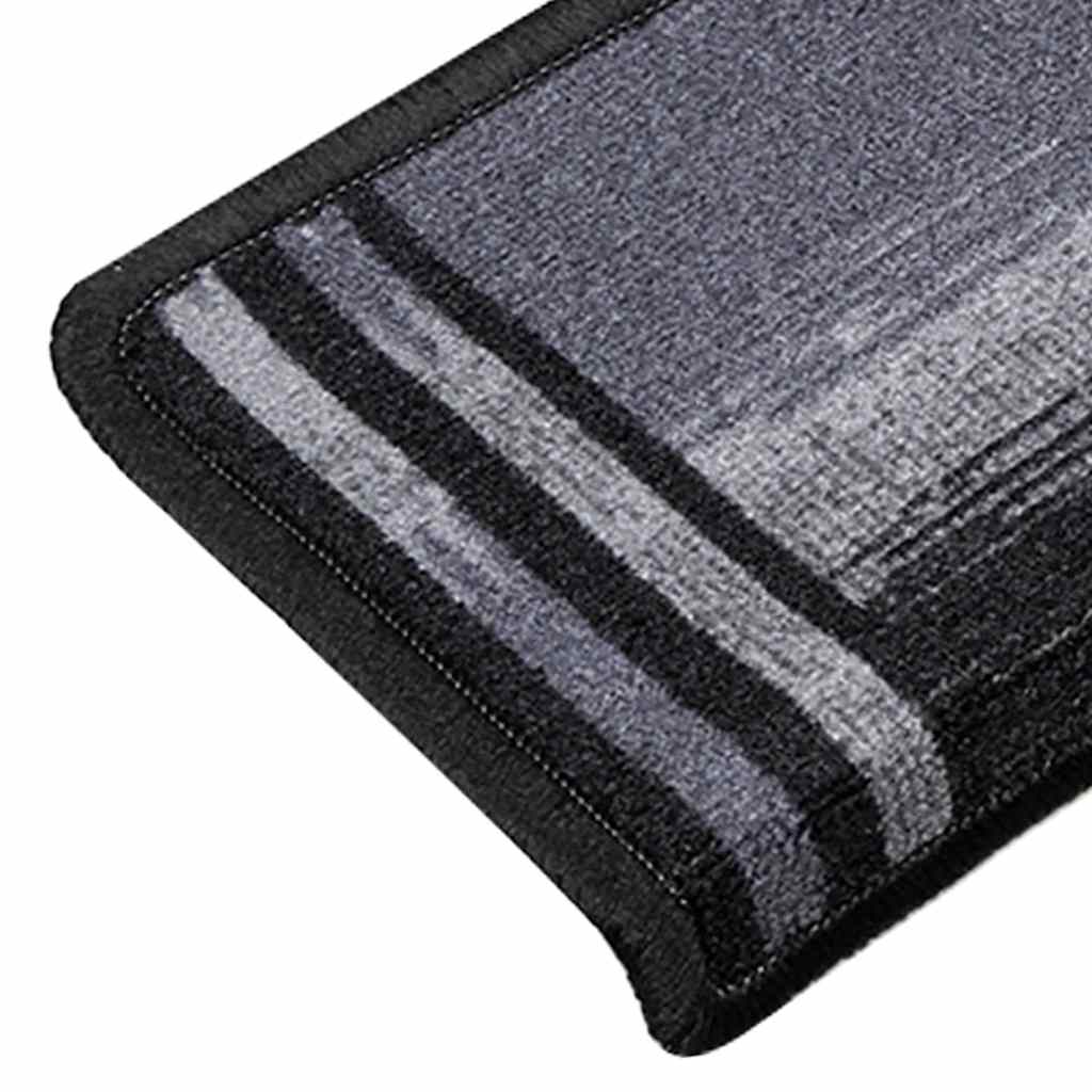 Otirači za stepenice samoljepljivi 5 kom 65x21x4 cm crno-sivi