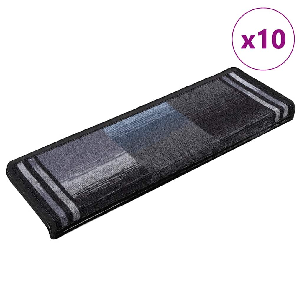Otirači za stepenice samoljepljivi 10 kom 65x21x4 cm crno-sivi