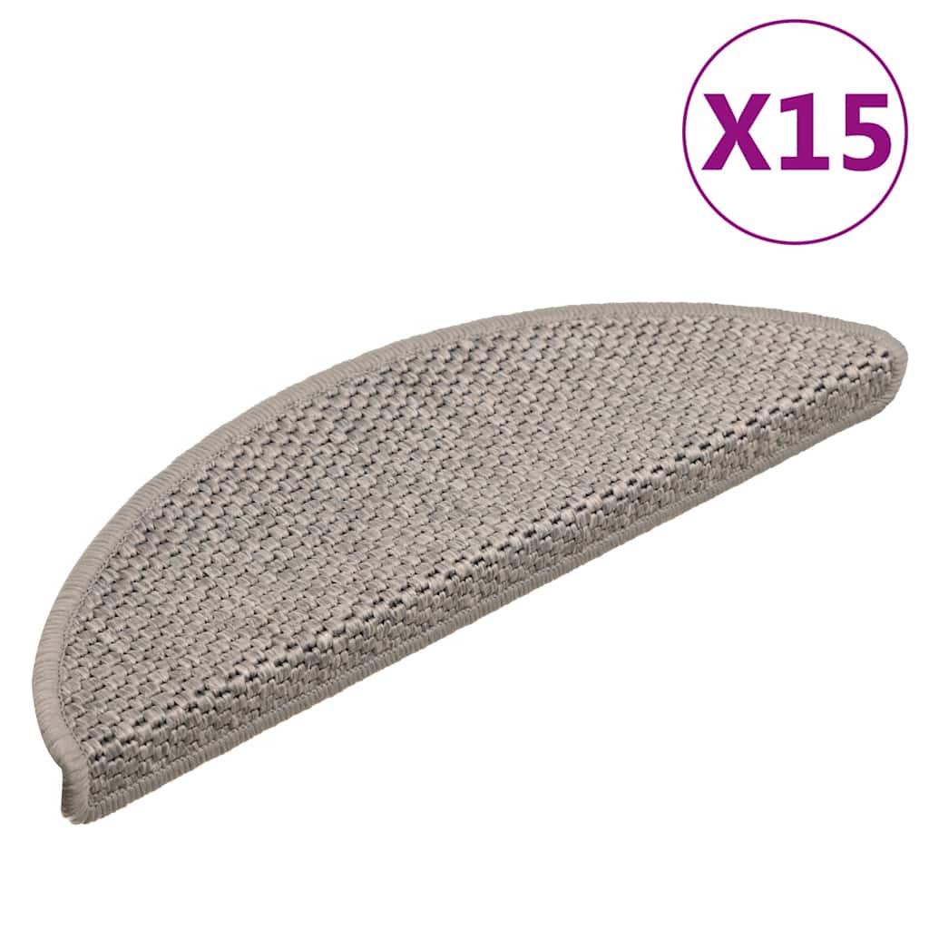 Samoljepljivi otirači za stepenice 15 kom 56x17x3 cm srebrni