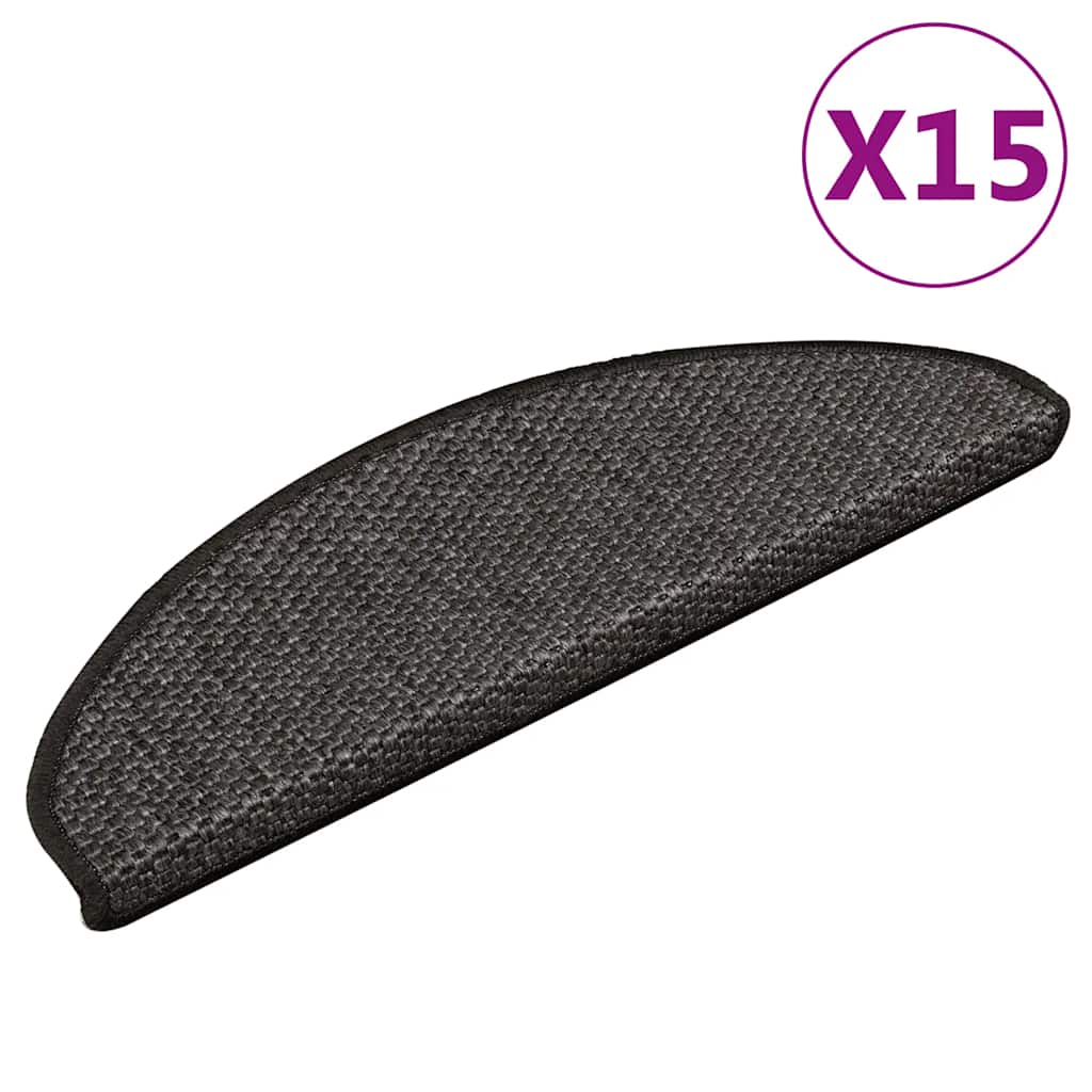 Samoljepljivi otirači za stepenice 15 kom 65x21x4 cm antracit