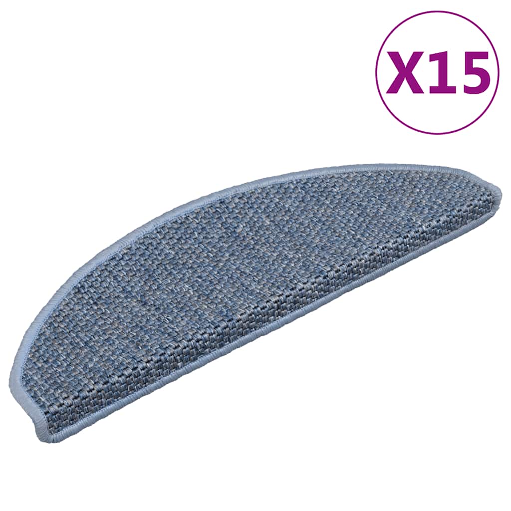 Samoljepljivi otirači za stepenice 15 kom 65x21x4 cm plavi
