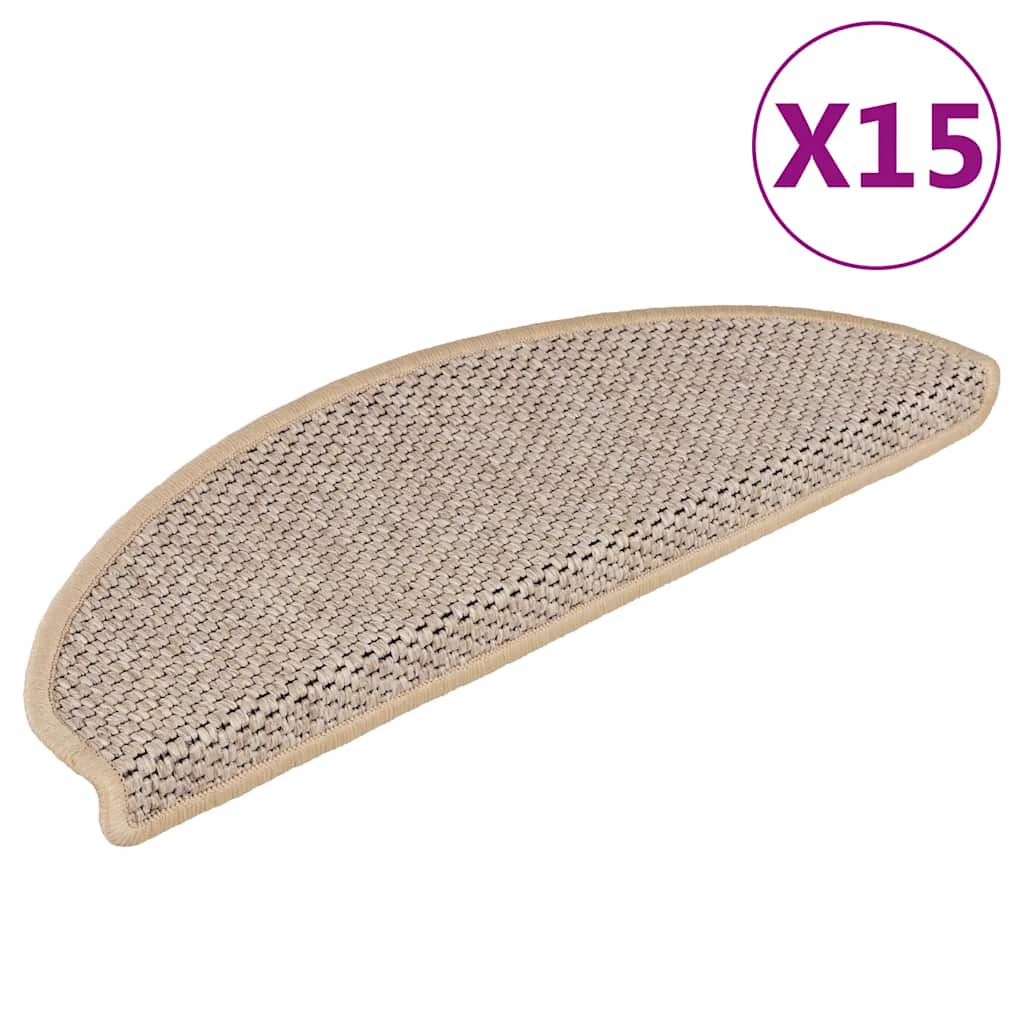 Samoljepljivi otirači za stepenice 15 kom 65x21x4 cm svjetlobež