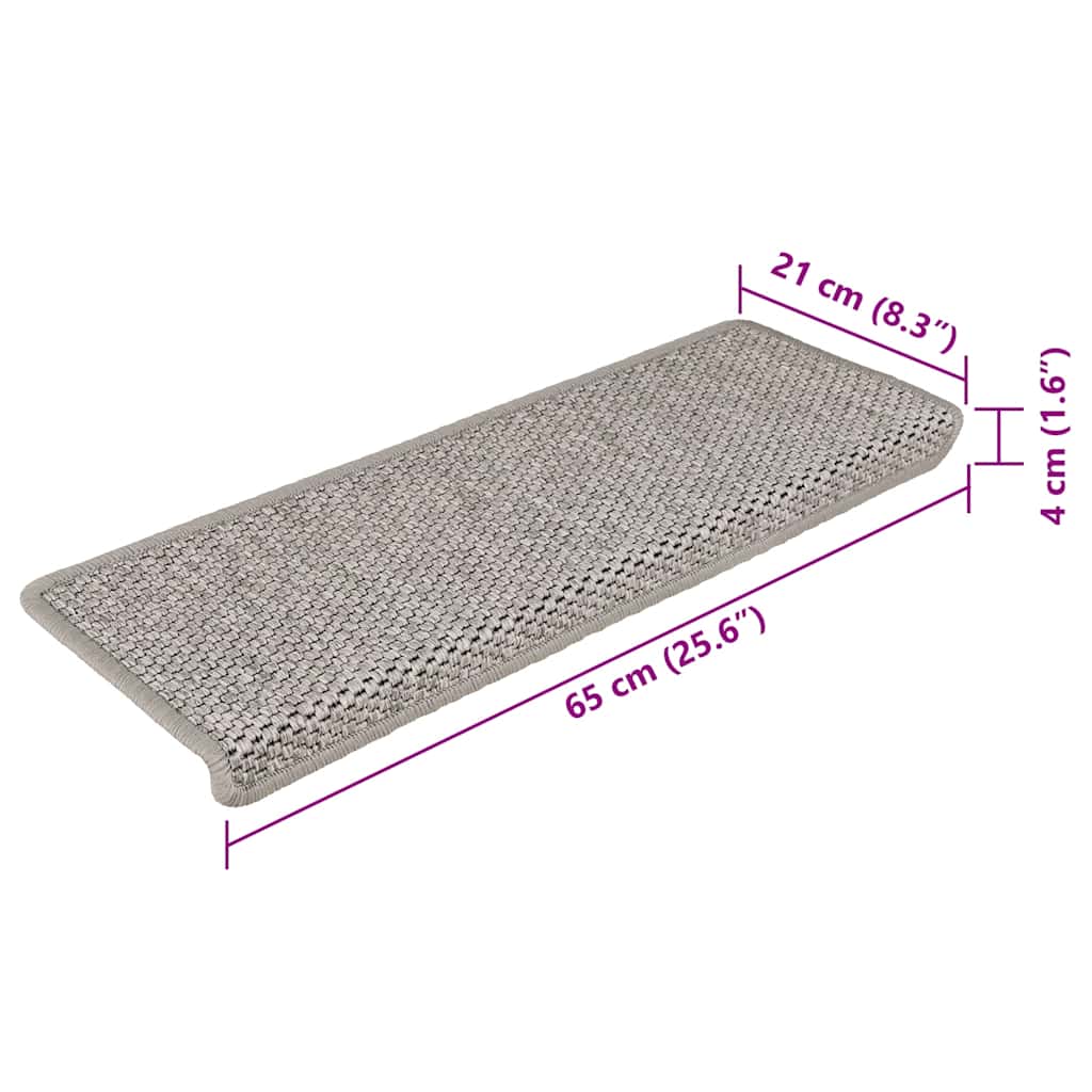 Samoljepljivi otirači za stepenice 15 kom 65x21x4 cm srebrni