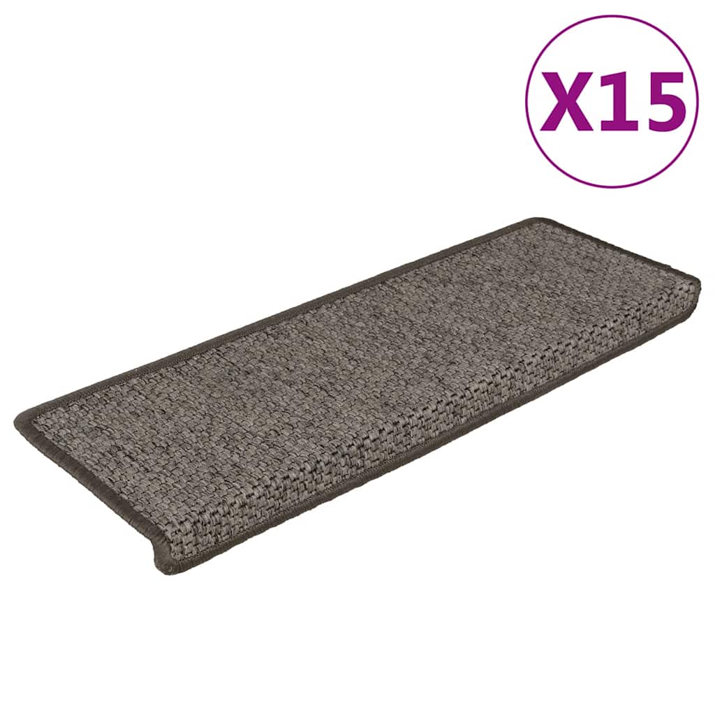 Samoljepljivi otirači za stepenice 15 kom 65x21x4 cm sivi/bež