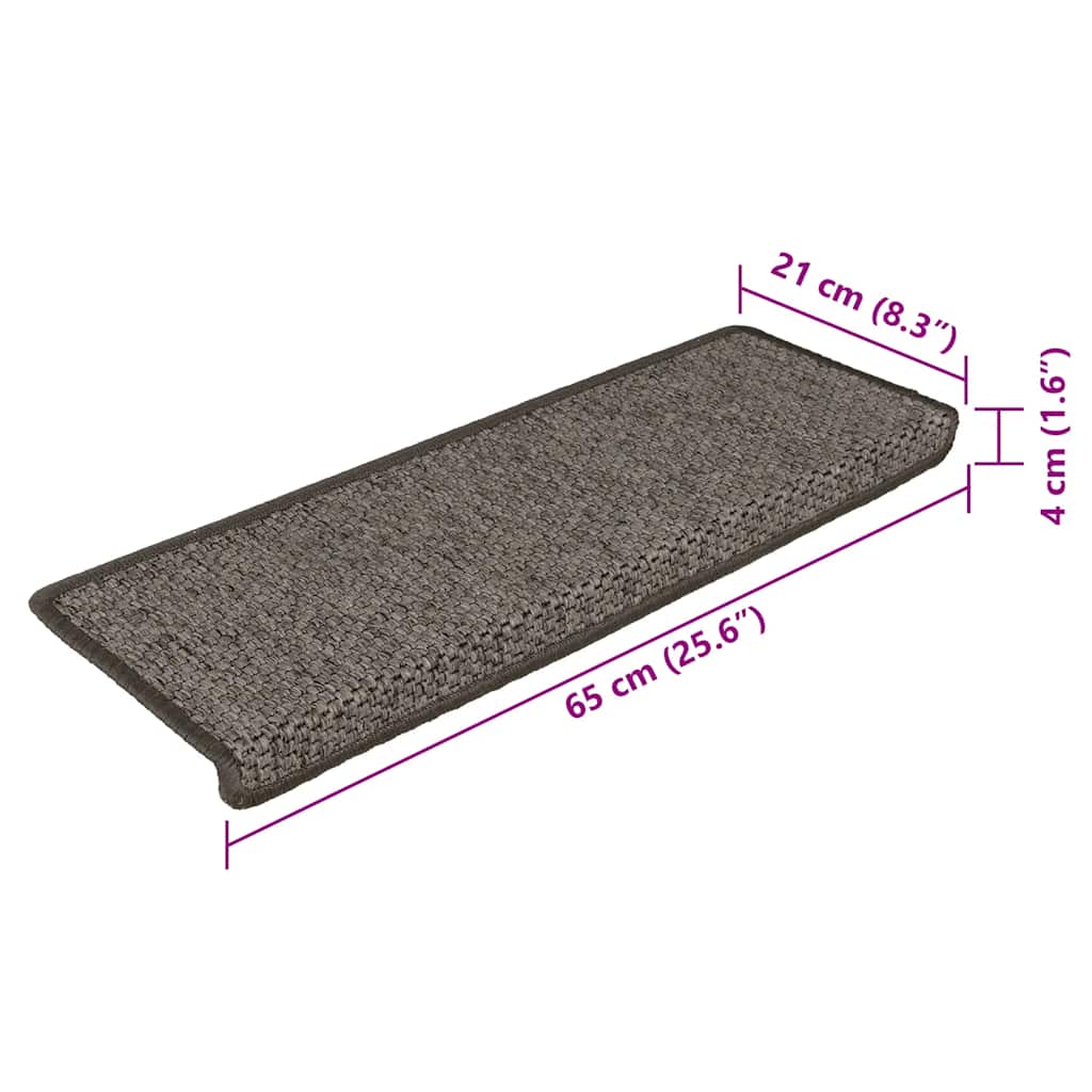 Samoljepljivi otirači za stepenice 15 kom 65x21x4 cm sivi/bež