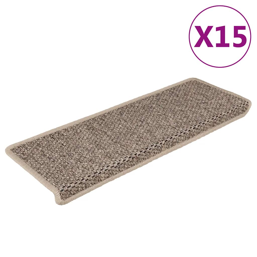 Samoljepljivi otirači za stepenice 15 kom 65x21x4 cm tamnobež