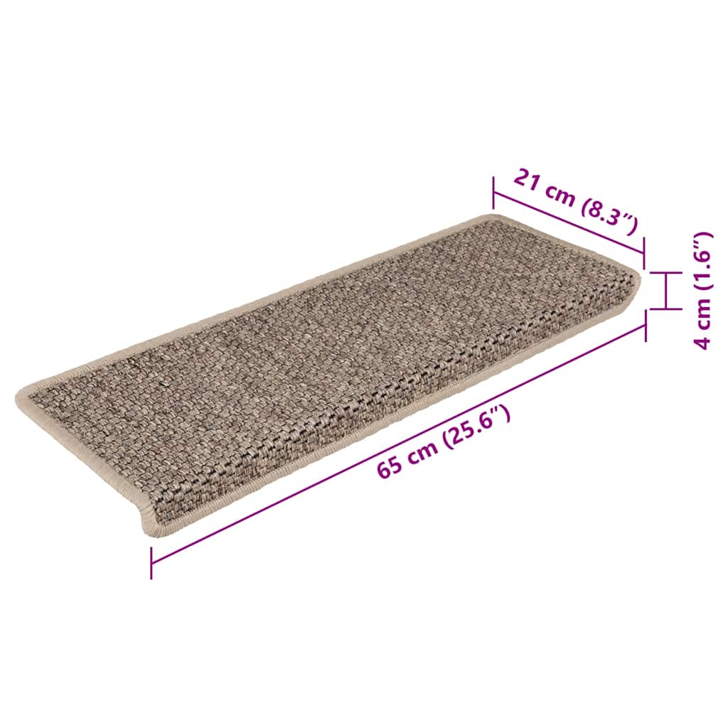 Samoljepljivi otirači za stepenice 15 kom 65x21x4 cm tamnobež