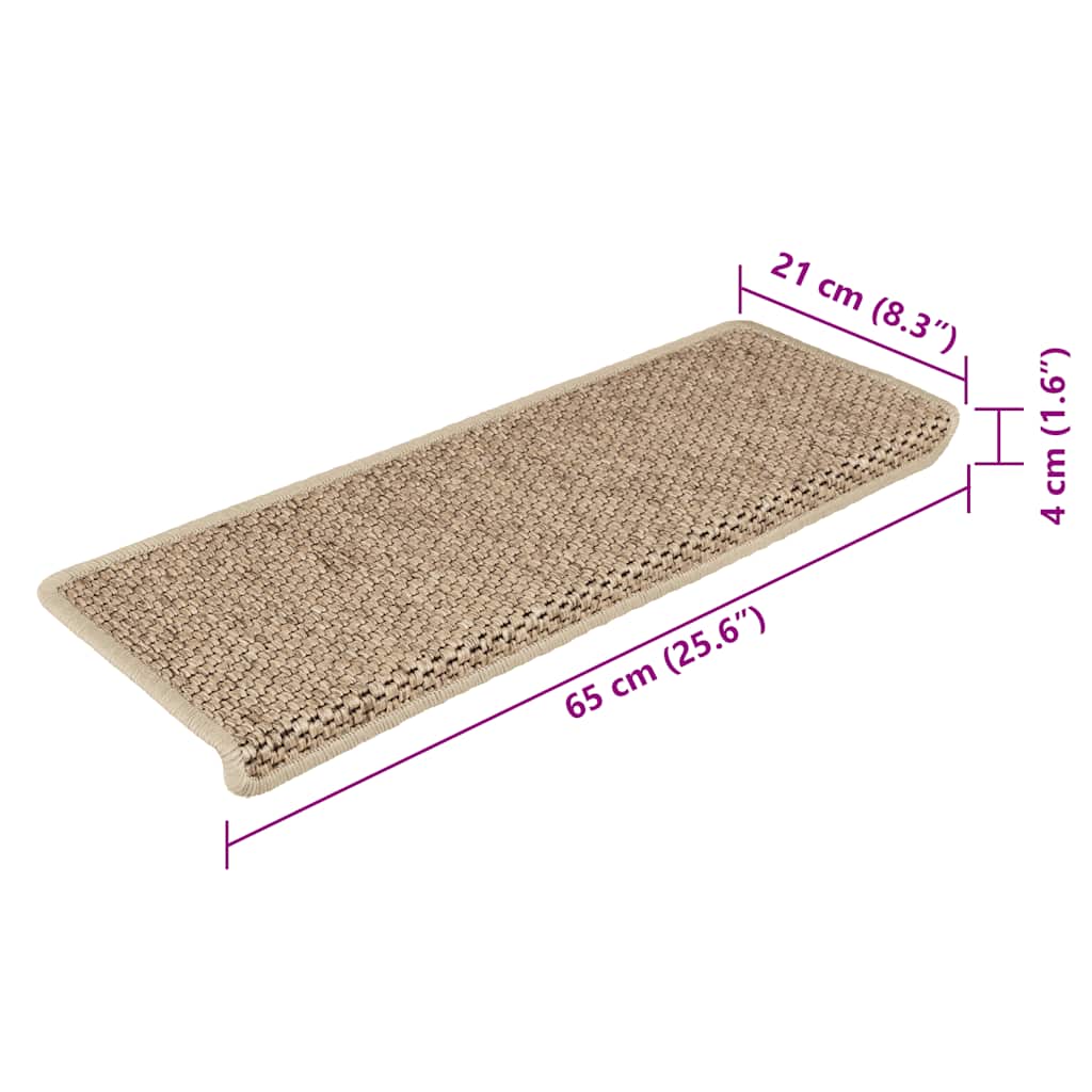 Samoljepljivi otirači za stepenice 15kom 65x21x4cm boja pijeska