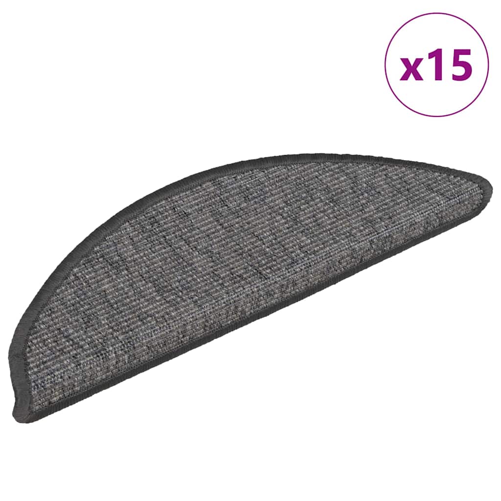 Prostirke za stepenice 15 kom 56x17x3 cm bež i sive poluokrugle