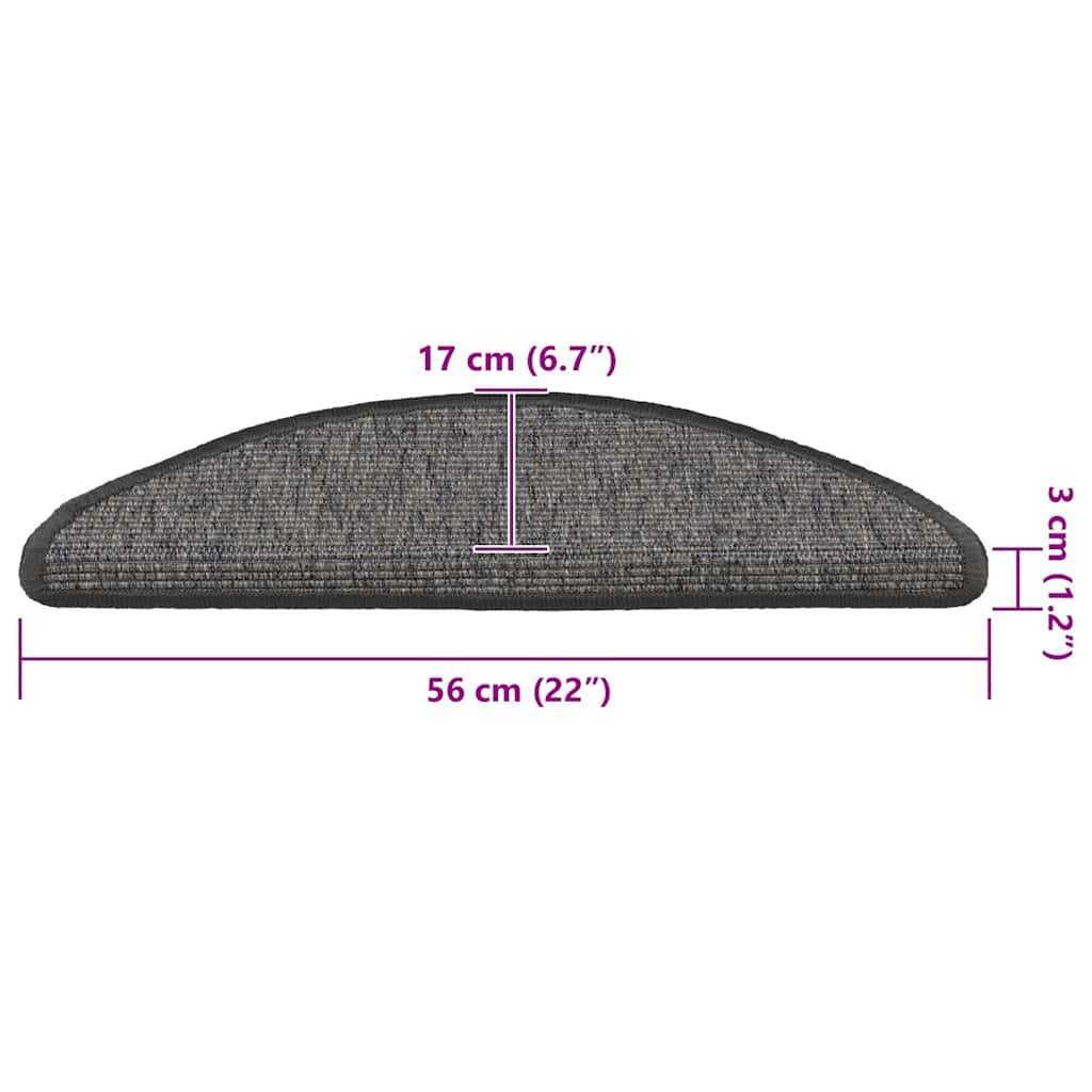 Prostirke za stepenice 15 kom 56x17x3 cm bež i sive poluokrugle