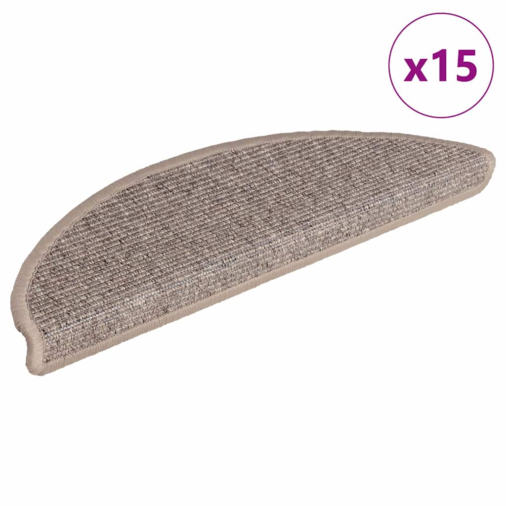 Prostirke za stepenice 15 kom 56x17x3 cm tamno bež poluokrugle