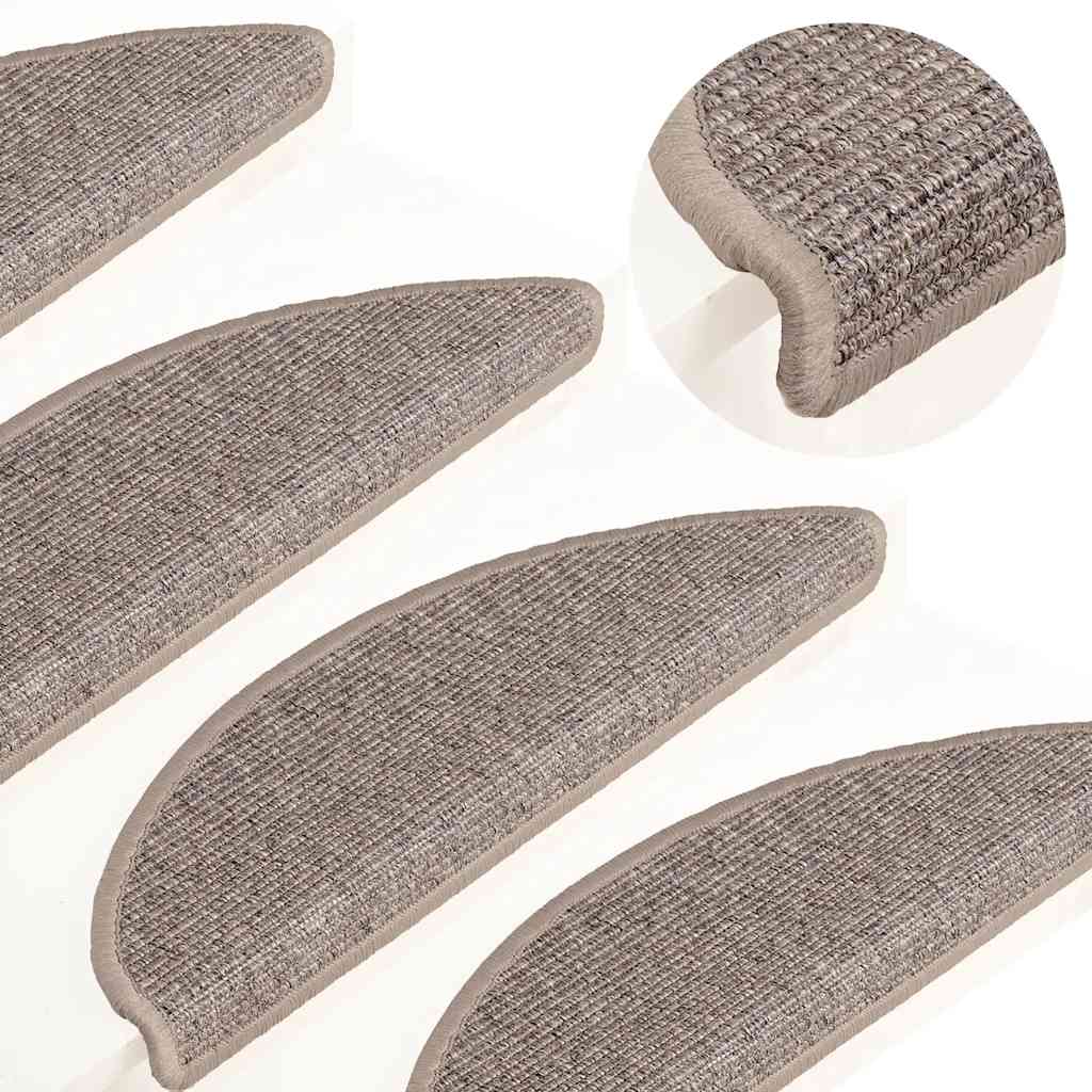 Prostirke za stepenice 15 kom 56x17x3 cm tamno bež poluokrugle