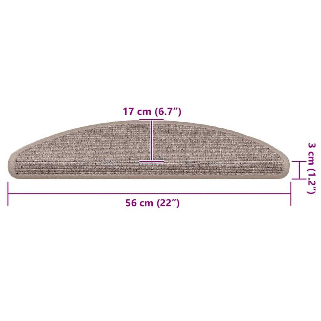 Prostirke za stepenice 15 kom 56x17x3 cm tamno bež poluokrugle