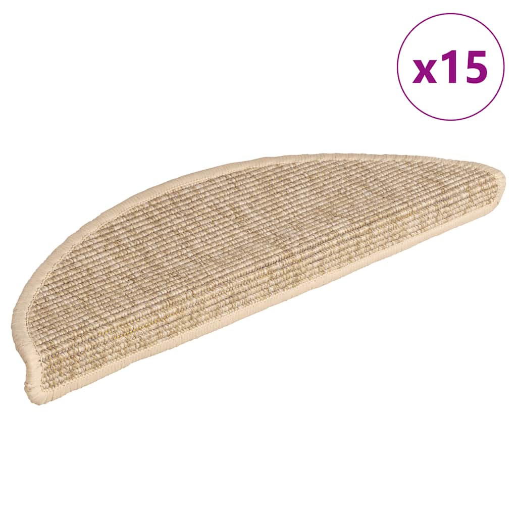 Prostirke za stepenice 15 kom 56x17x3 cm svijetlo bež poluokrugle