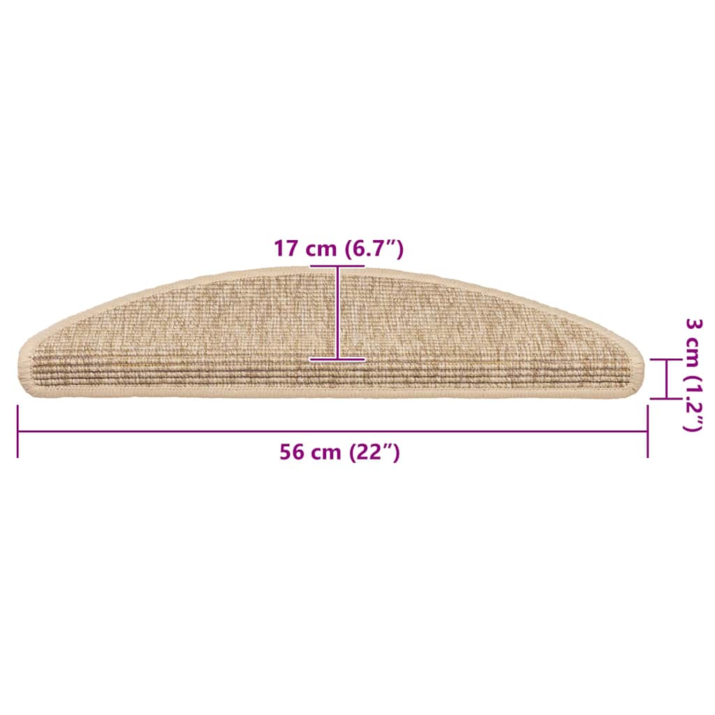Prostirke za stepenice 15 kom 56x17x3 cm svijetlo bež poluokrugle