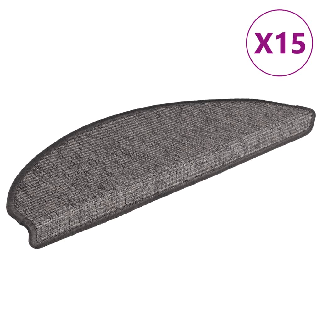 Prostirke za stepenice 15 kom 65x21x4 cm bež i sive poluokrugle velike