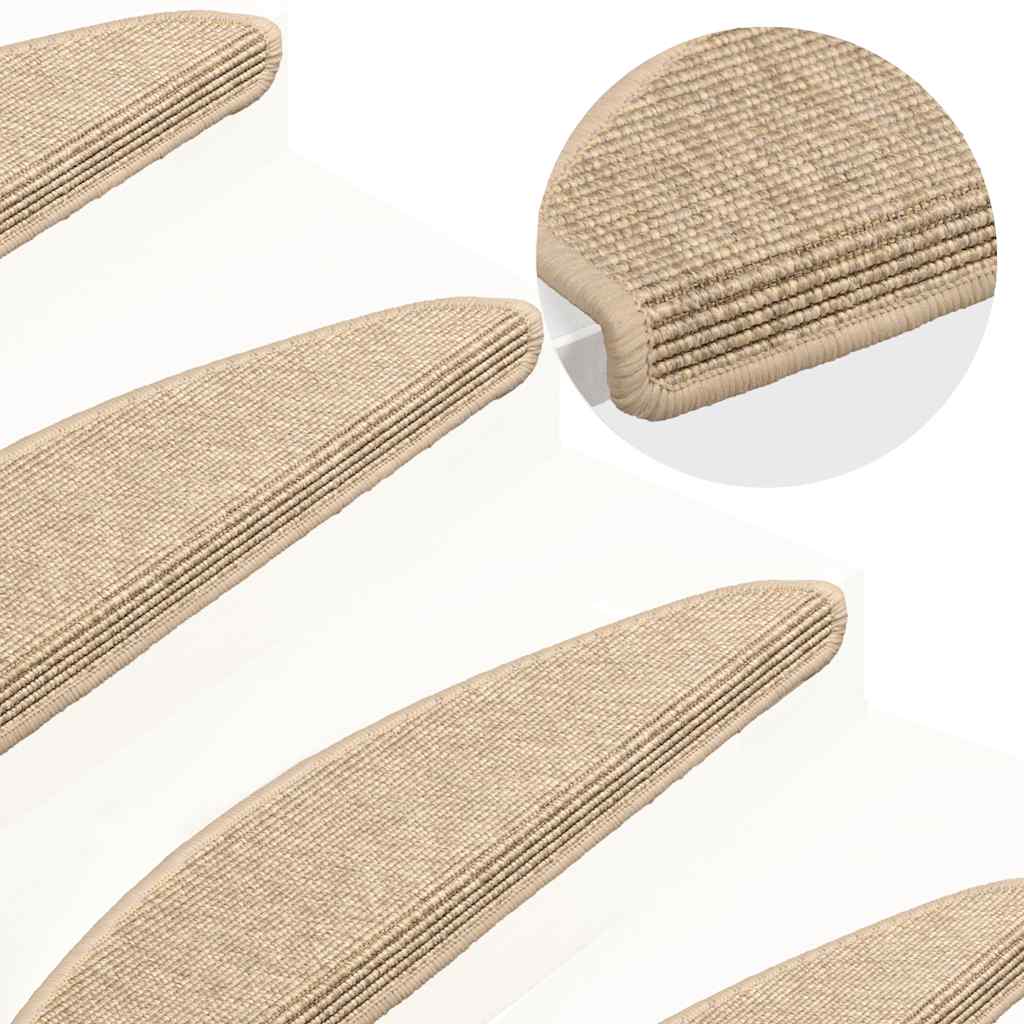 Prostirke za stepenice 15 kom 65x21x4 cm svijetlo bež poluokrugle velike