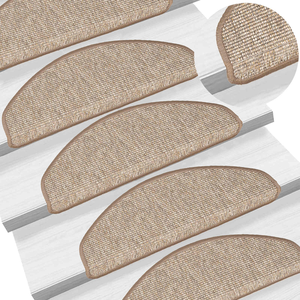 Prostirke za stepenice 15 kom 65x21x4 cm svijetlosmeđe poluokrugle velike