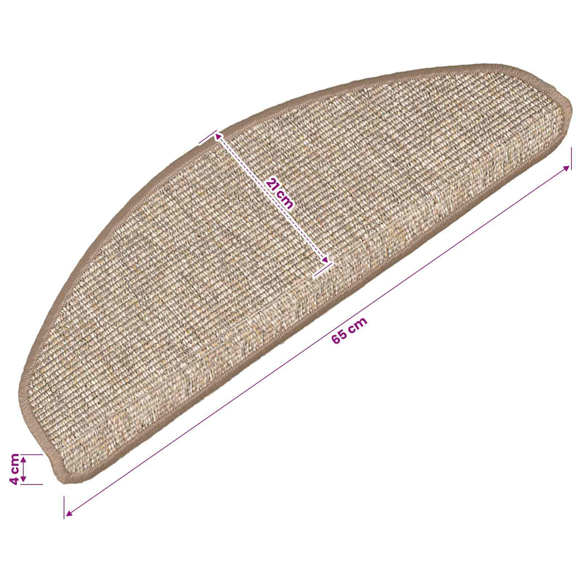 Prostirke za stepenice 15 kom 65x21x4 cm svijetlosmeđe poluokrugle velike