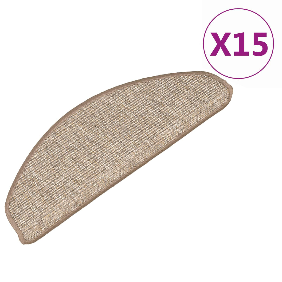 Prostirke za stepenice 15 kom 65x21x4 cm svijetlosmeđe poluokrugle velike