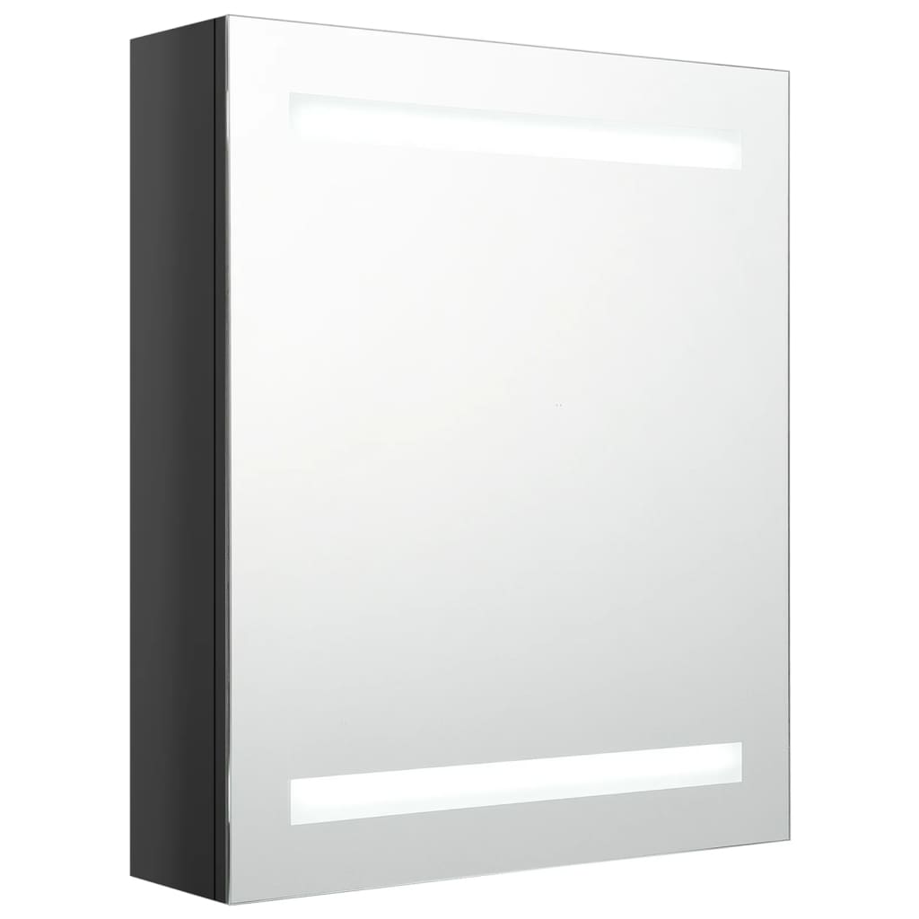 LED kupaonski ormarić s ogledalom sjajni crni 50 x 14 x 60 cm