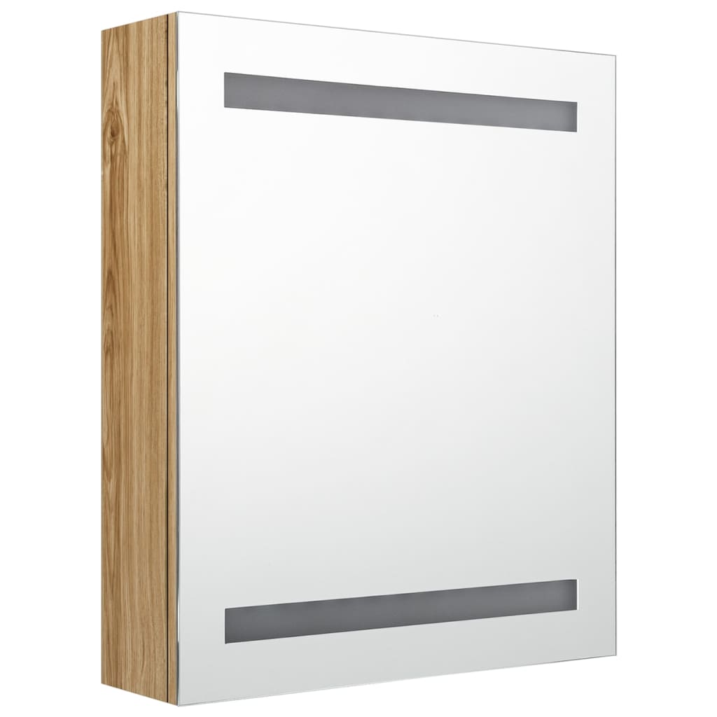 LED kupaonski ormarić s ogledalom boja hrasta 50 x 14 x 60 cm