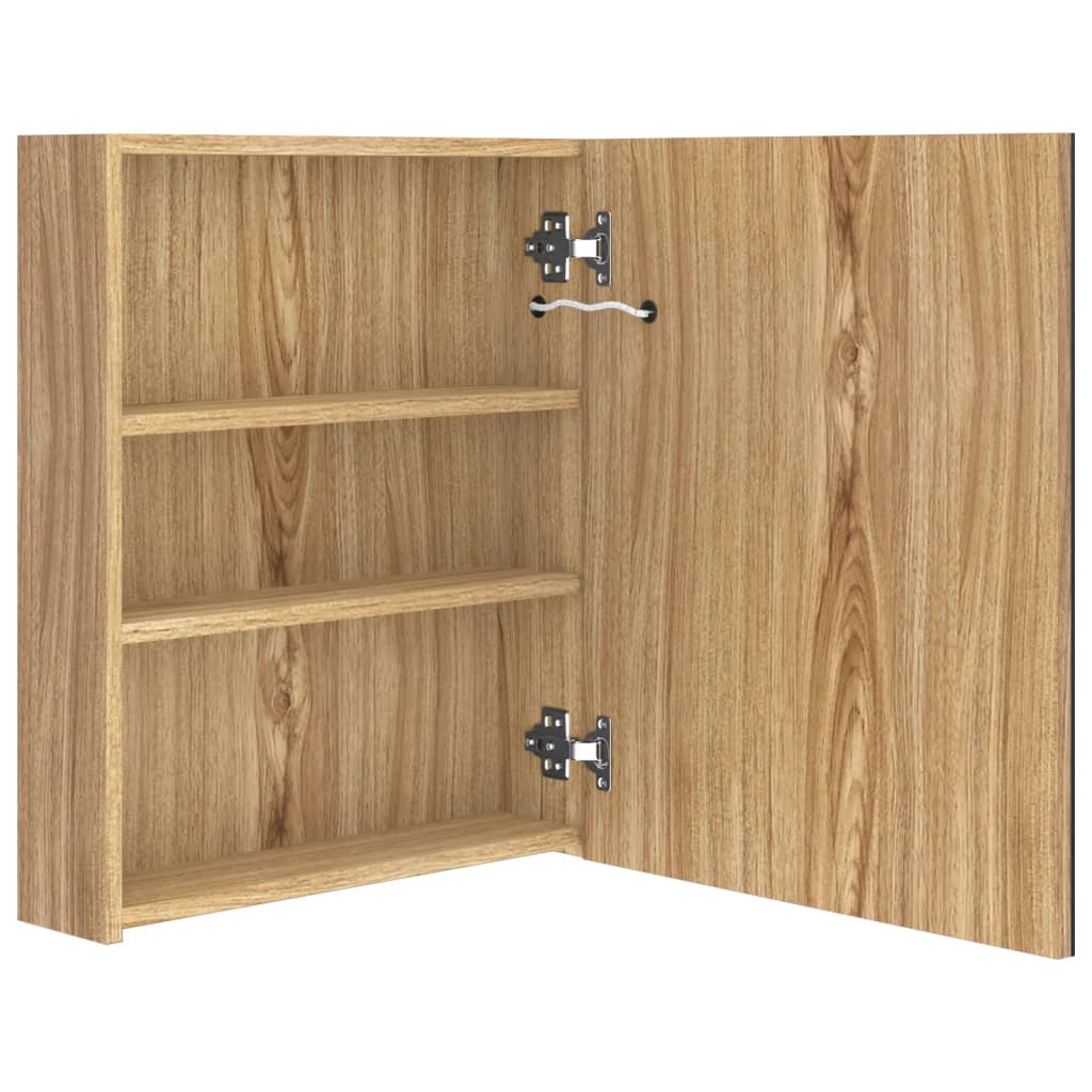 LED kupaonski ormarić s ogledalom boja hrasta 50 x 14 x 60 cm