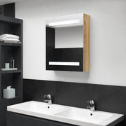 LED kupaonski ormarić s ogledalom boja hrasta 50 x 14 x 60 cm