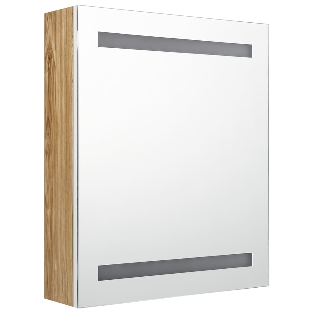 LED kupaonski ormarić s ogledalom bijeli i hrast 50x14x60 cm