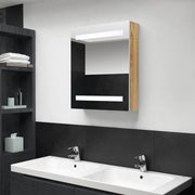 LED kupaonski ormarić s ogledalom bijeli i hrast 50x14x60 cm