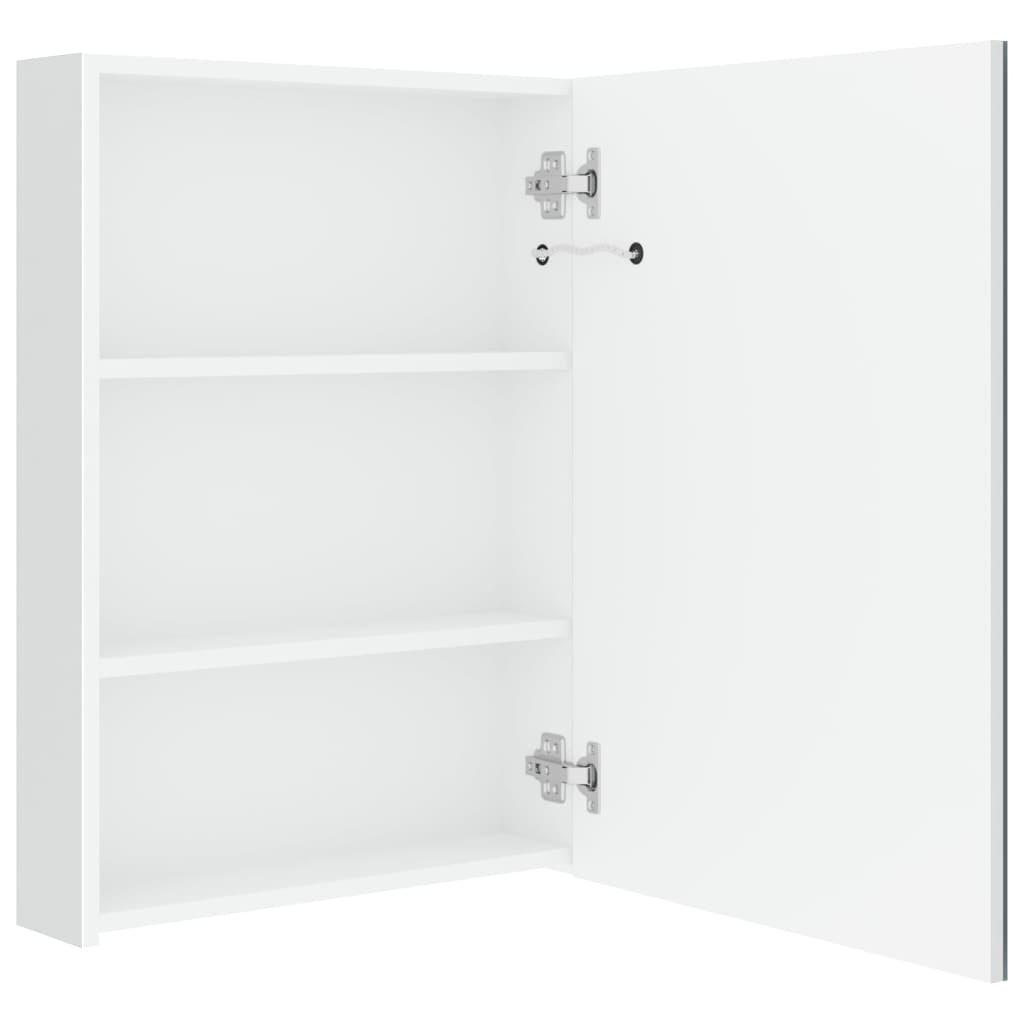 LED kupaonski ormarić s ogledalom sjajni bijeli 50 x 13 x 70 cm