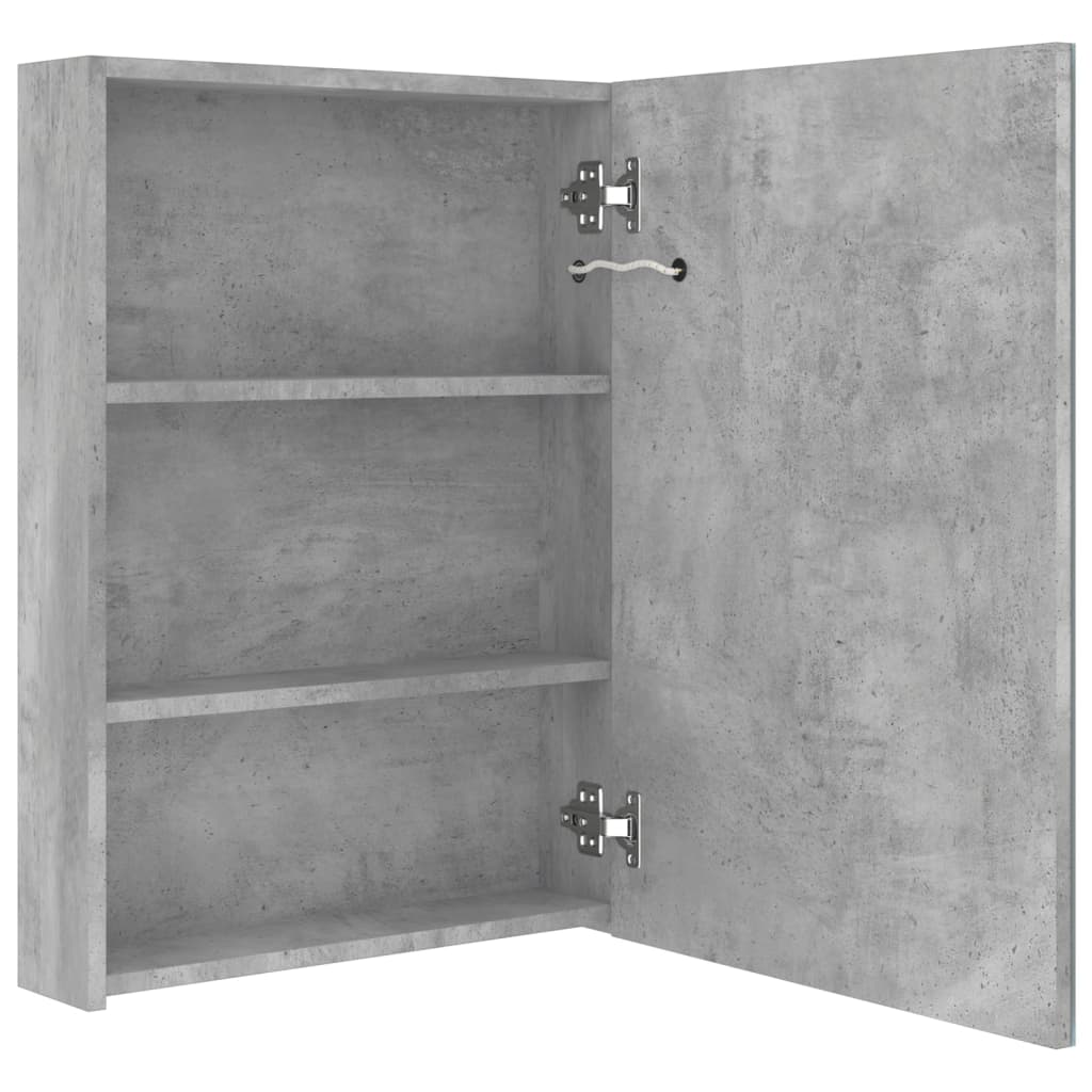 LED kupaonski ormarić s ogledalom boja betona 50 x 13 x 70 cm