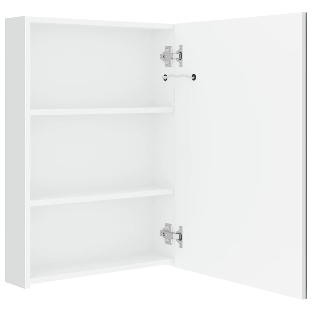 LED kupaonski ormarić s ogledalom sjajni bijeli 50 x 13 x 70 cm