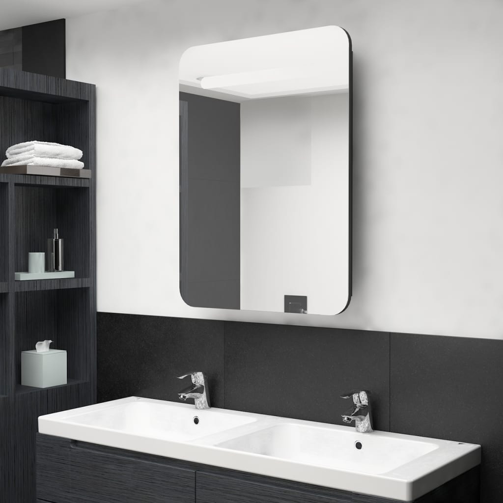 LED kupaonski ormarić s ogledalom crni 60 x 11 x 80 cm
