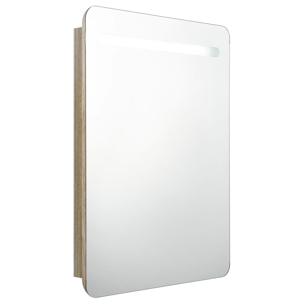 LED kupaonski ormarić s ogledalom boja hrasta 60 x 11 x 80 cm