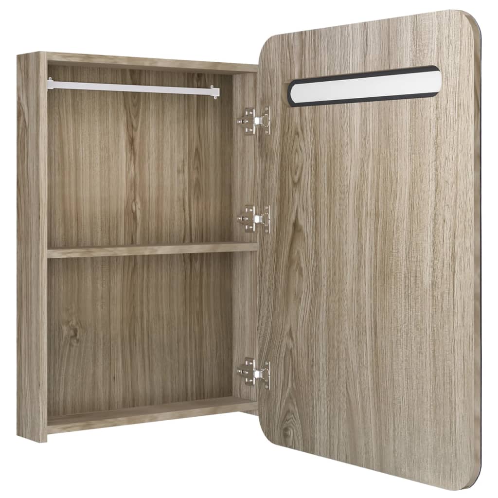 LED kupaonski ormarić s ogledalom boja hrasta 60 x 11 x 80 cm