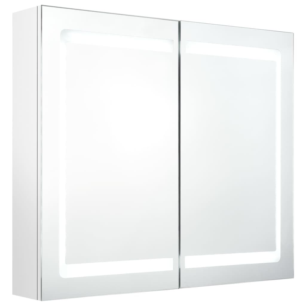 LED kupaonski ormarić s ogledalom sjajni bijeli 80 x 12 x 68 cm