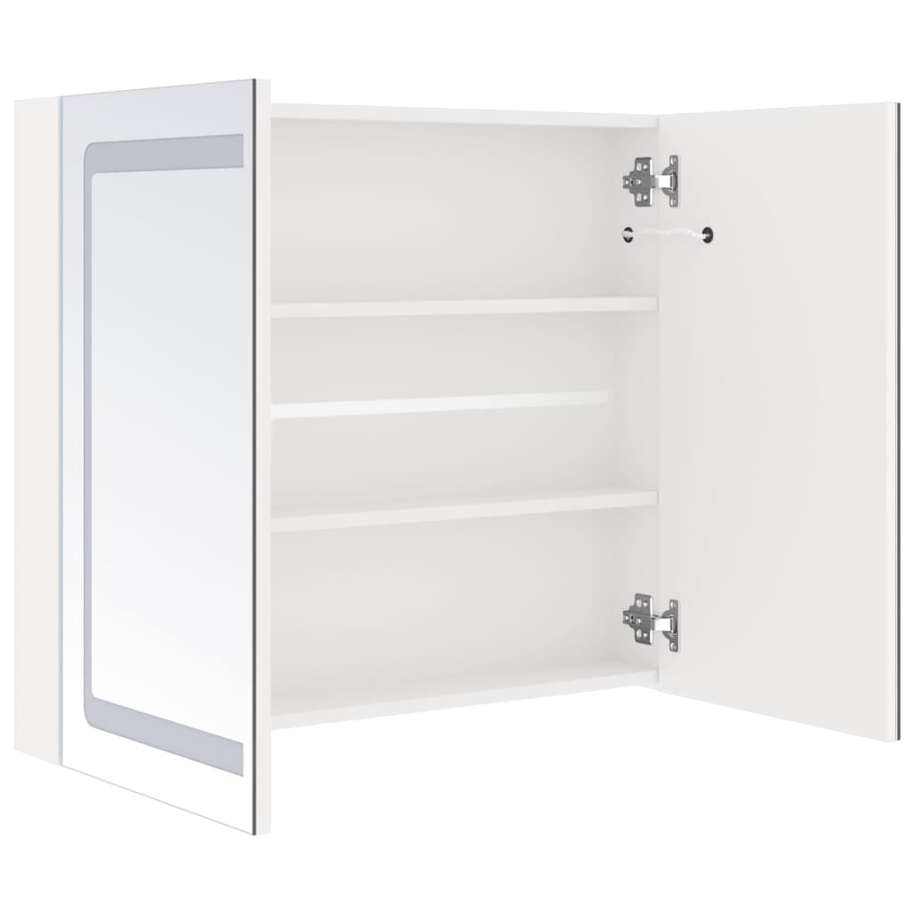 LED kupaonski ormarić s ogledalom sjajni bijeli 80 x 12 x 68 cm