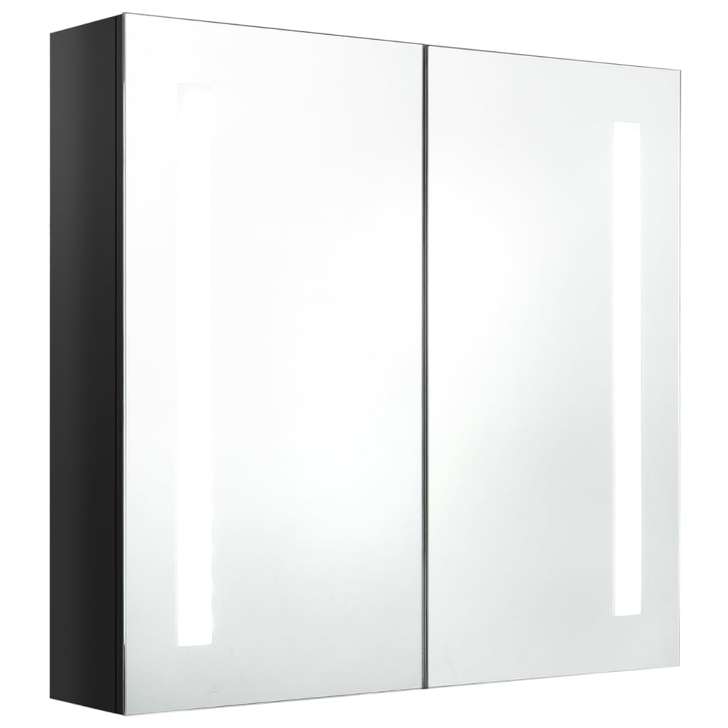LED kupaonski ormarić s ogledalom sjajni crni 62 x 14 x 60 cm