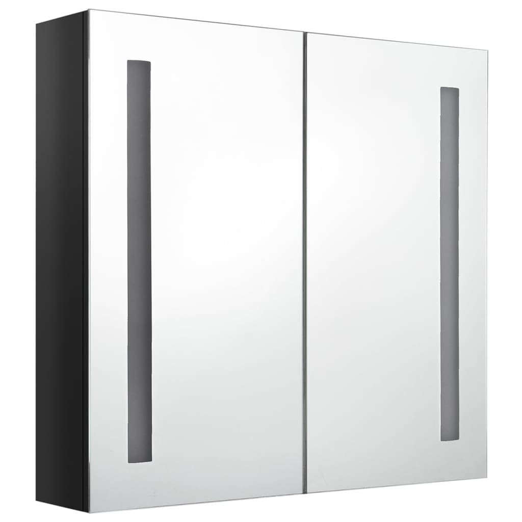 LED kupaonski ormarić s ogledalom sjajni crni 62 x 14 x 60 cm