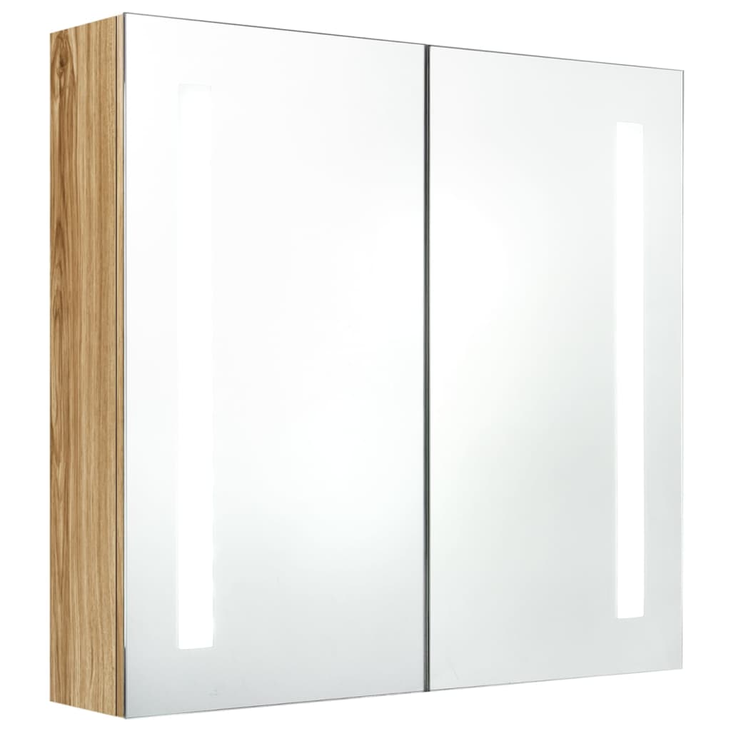 LED kupaonski ormarić s ogledalom boja hrasta 62 x 14 x 60 cm