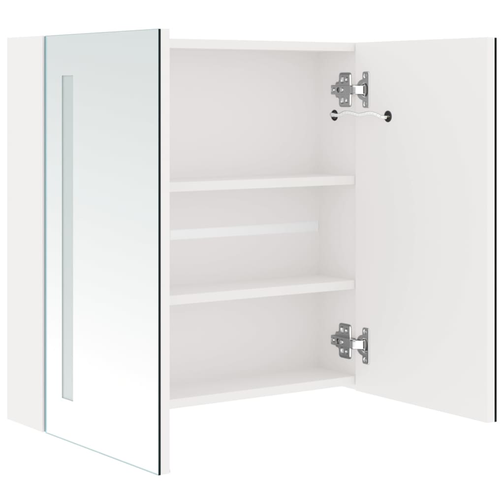 LED kupaonski ormarić s ogledalom sjajni bijeli 62 x 14 x 60 cm
