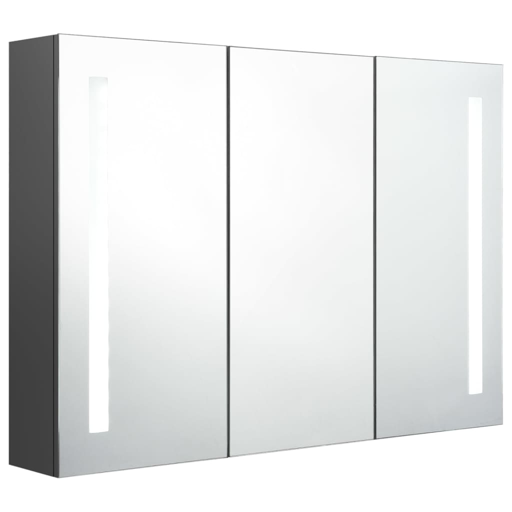 LED kupaonski ormarić s ogledalom 89 x 14 x 62 cm sivi