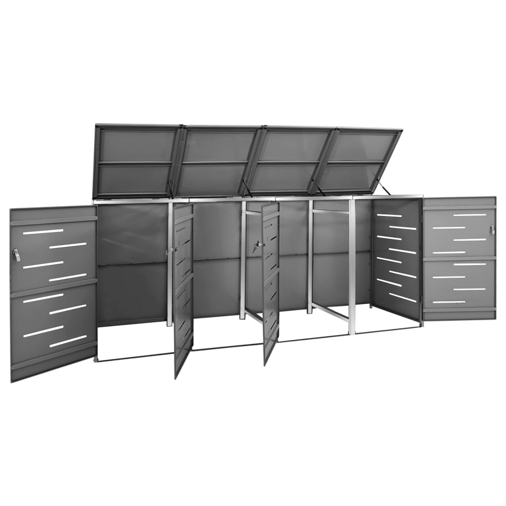 Spremište za četiri kante za smeće 276,5x77,5x112,5 cm čelično