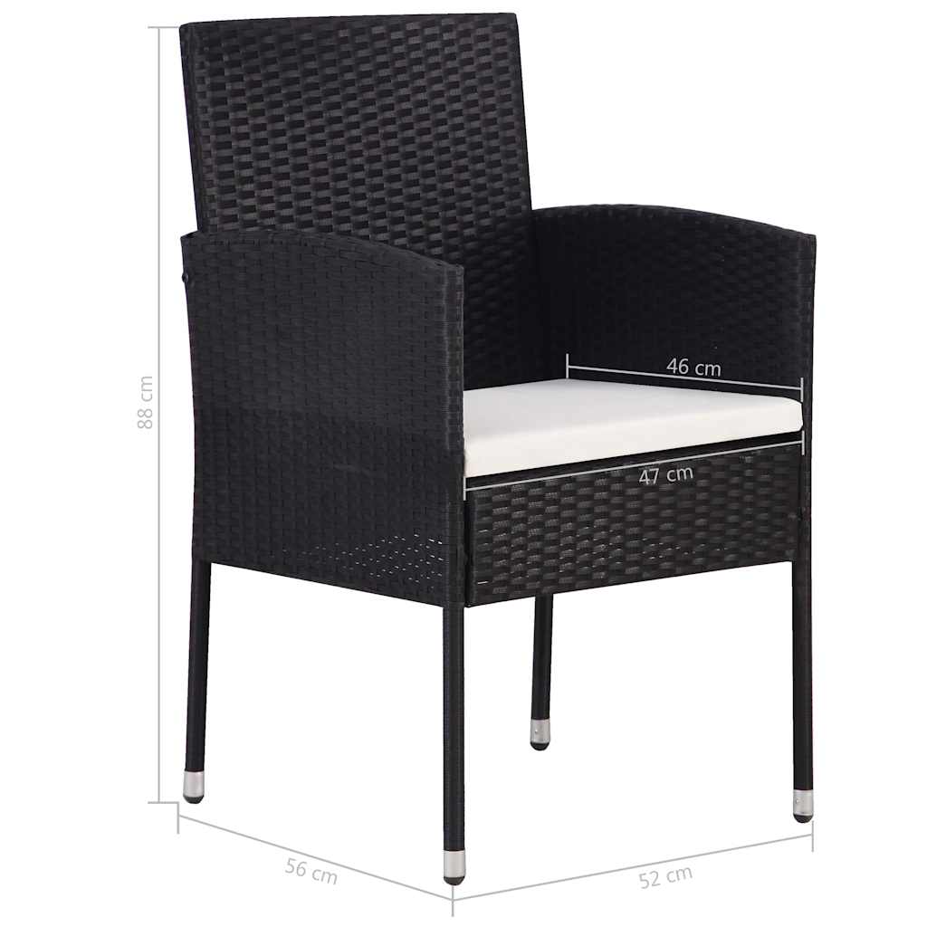 5-dijelni vrtni blagovaonski set crni