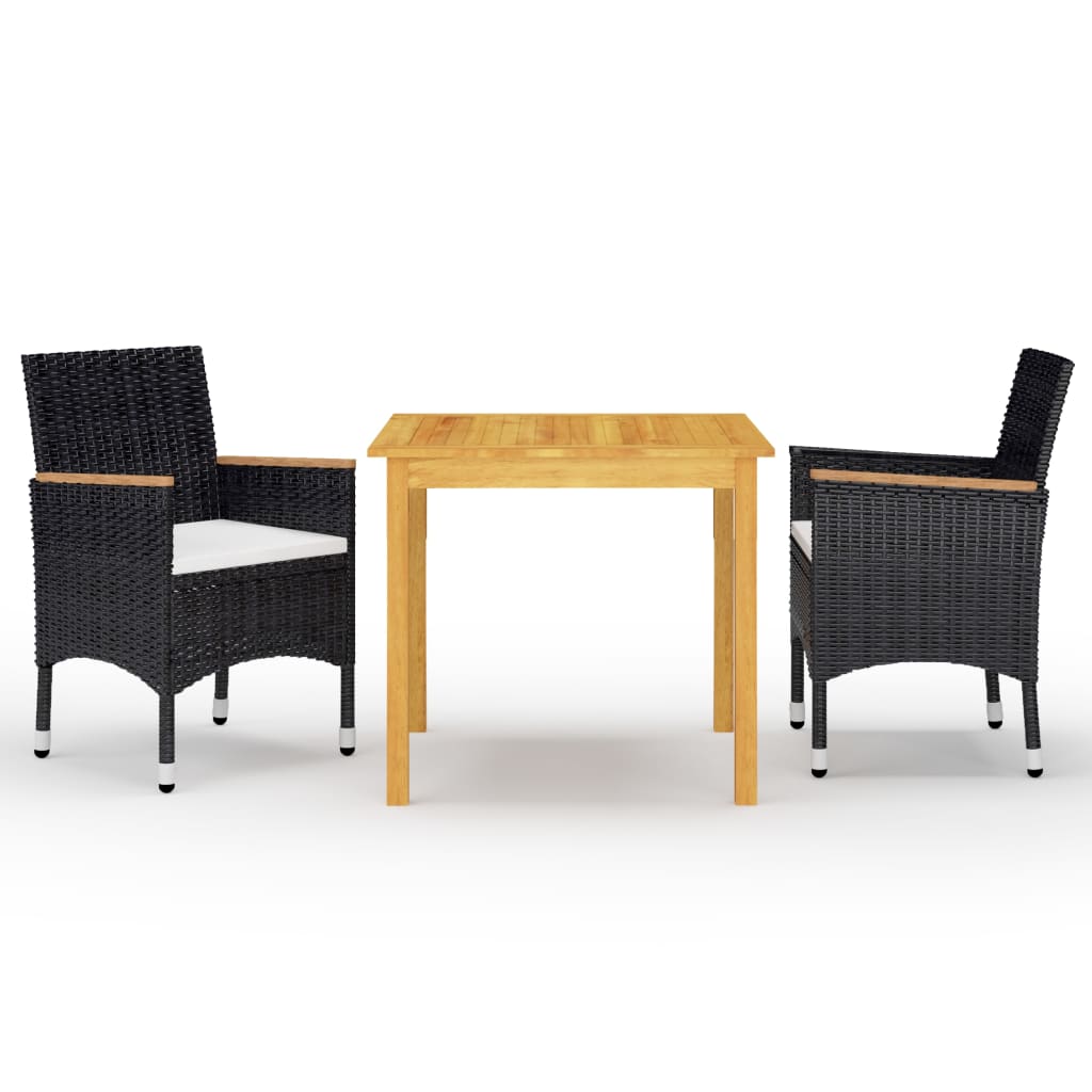 3-dijelni vrtni blagovaonski set crni
