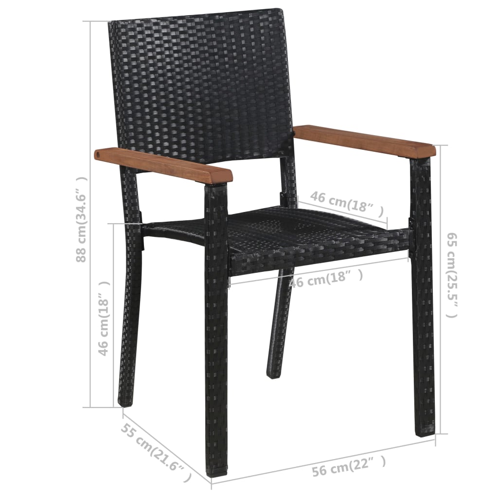 3-dijelni vrtni blagovaonski set crni
