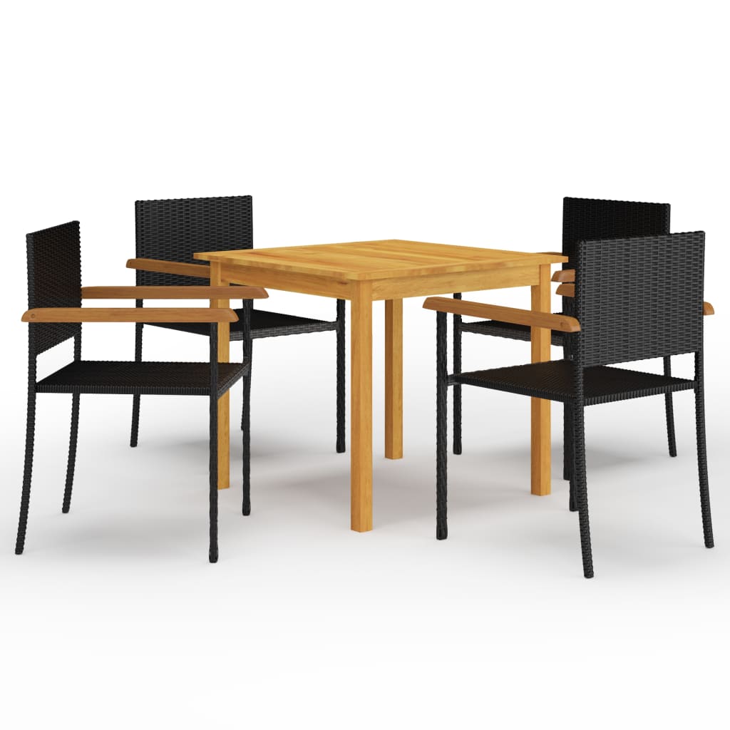 5-dijelni vrtni blagovaonski set crni
