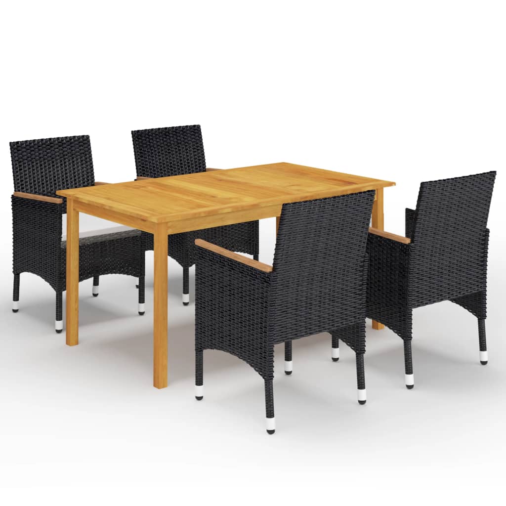 5-dijelni vrtni blagovaonski set crni